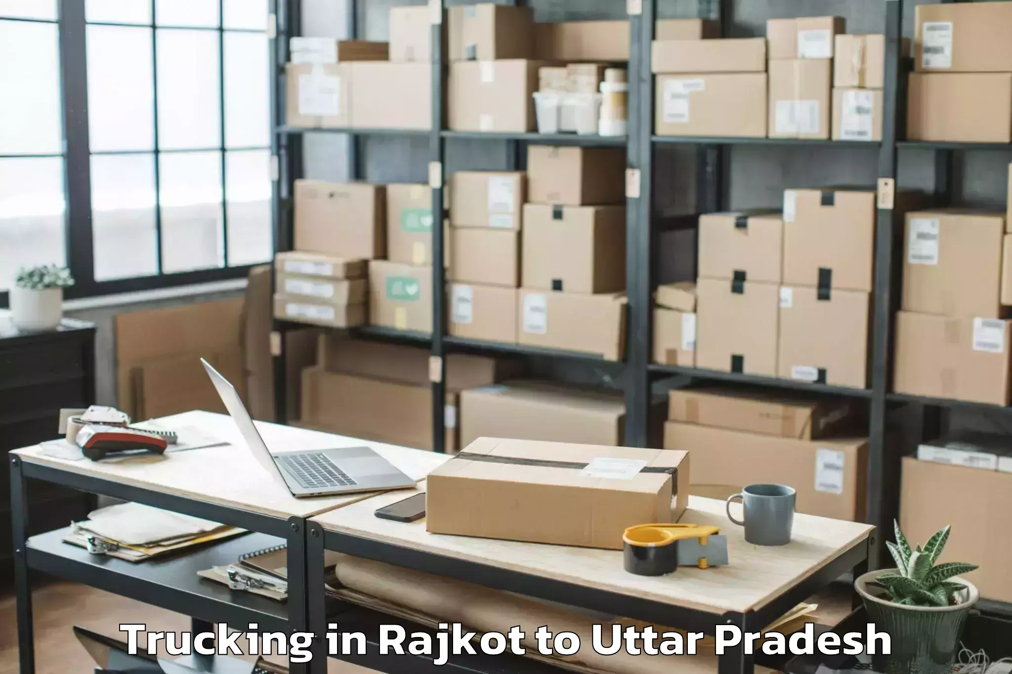 Book Rajkot to Misrikh Trucking Online